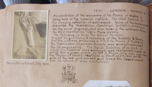 Presentation address for Prince of Wales.