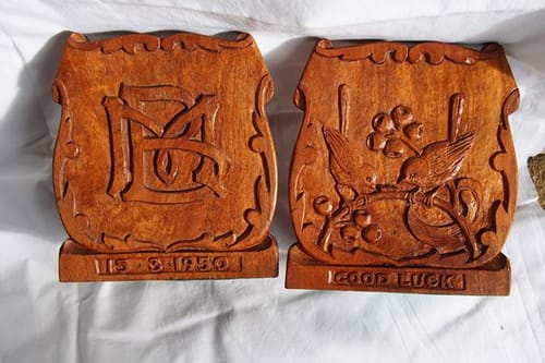 Bookends carved for Marion Brookes.