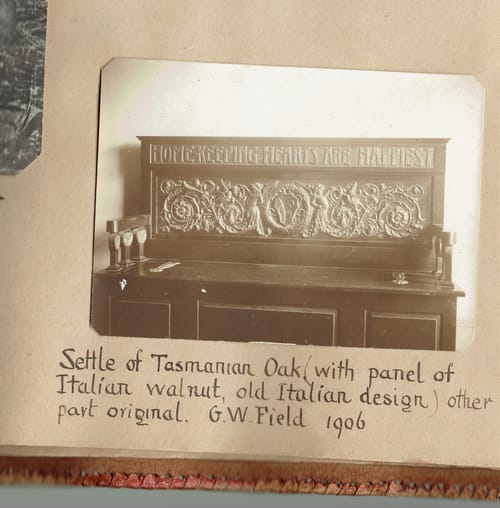 Settle carved for G.W.Field.