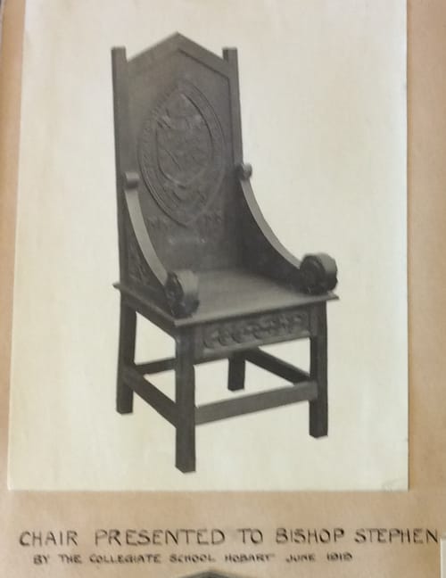 Chair carved for St Michael's Collegiate School.