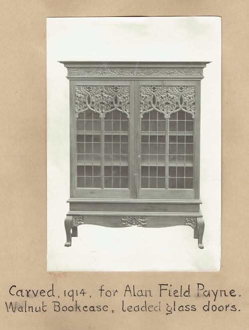 Bookcase carved for Alan Field Payne.