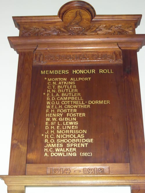 Tasmanian Club honour roll